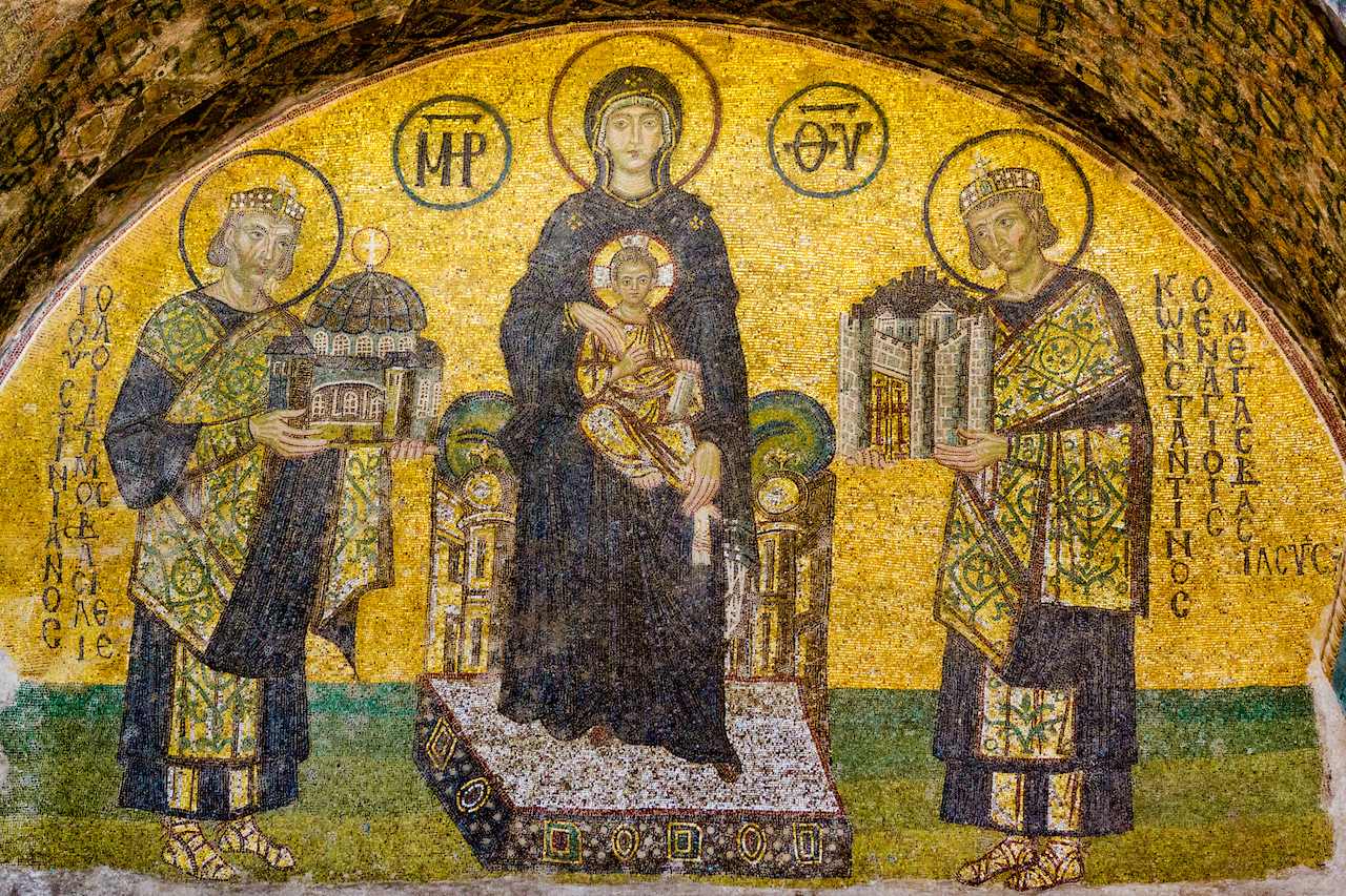 mosaico costantino e giustiniano moschea santa sofia